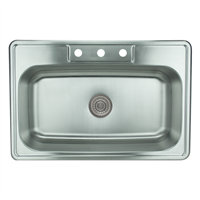 Pelican PL-VT3322-3 18G Stainless Steel Single Bowl Topmount Kitchen Sink 33'' x 22'' w/ 3 Holes
